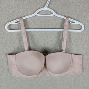 Torrid Curve Lightly Lined Strapless Bra Womens 44B Beige Lace Support Underwire